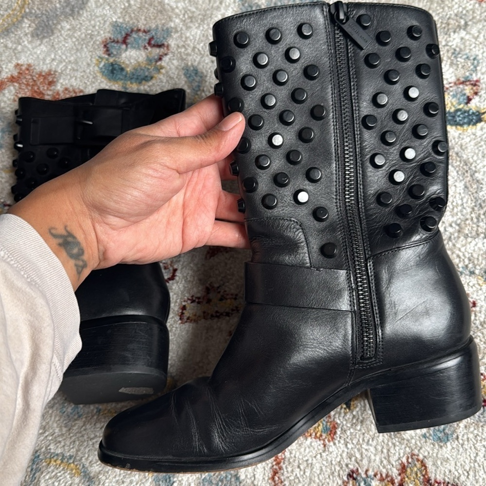 Michael Kors Bryan boots black leathered studded women’s size 5.5 - Picture 4 of 14